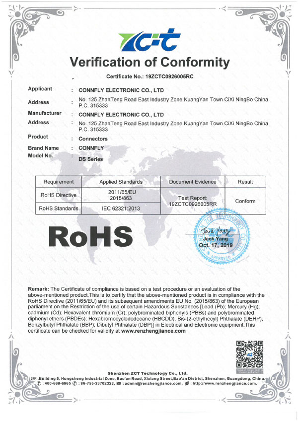 RoHS证书（Connectors）